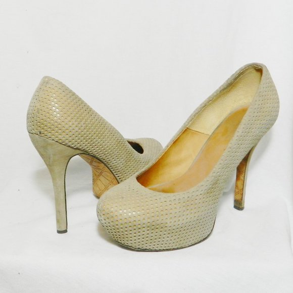 LAMB Shoes - L.A.M.B. by Gwen Stefani Tan Perforated Suede 8.5